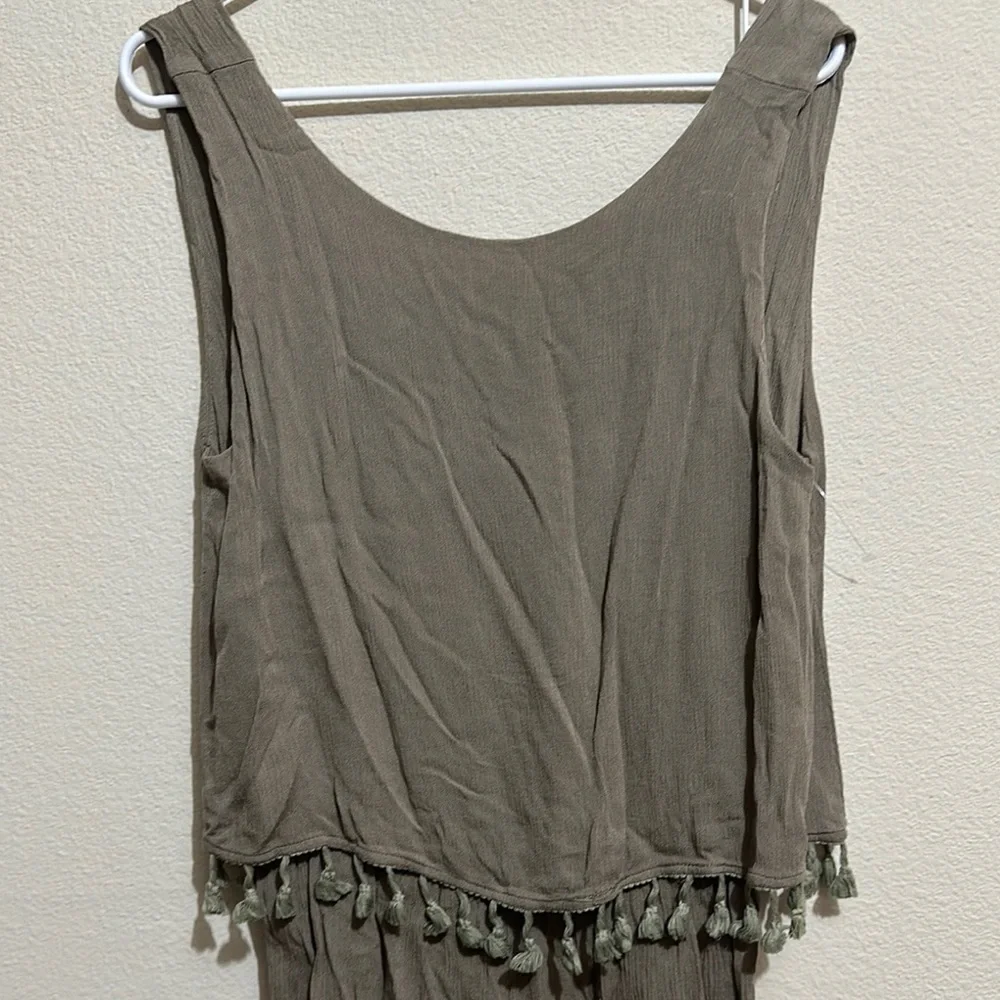 POL Olive Green Sleeveless Romper with‎ Tassels
